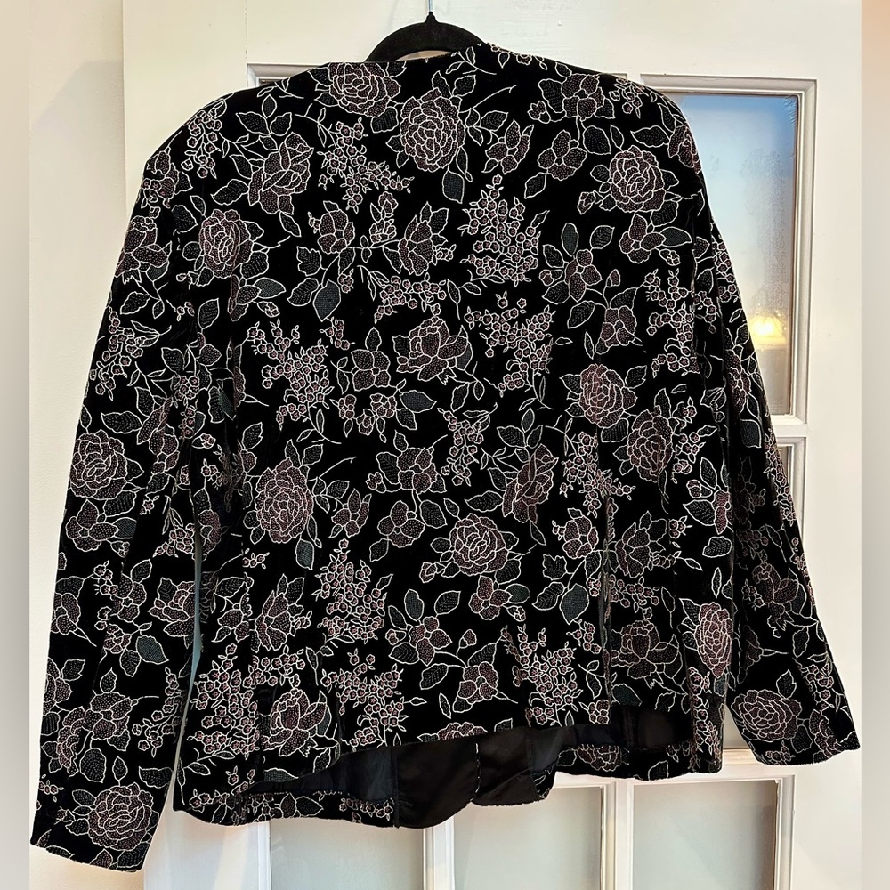 Vintage Maggie McNaughton Velvet Burnout Rose Floral Jacket Blazer Plus Size 22W - Picture 3 of 12